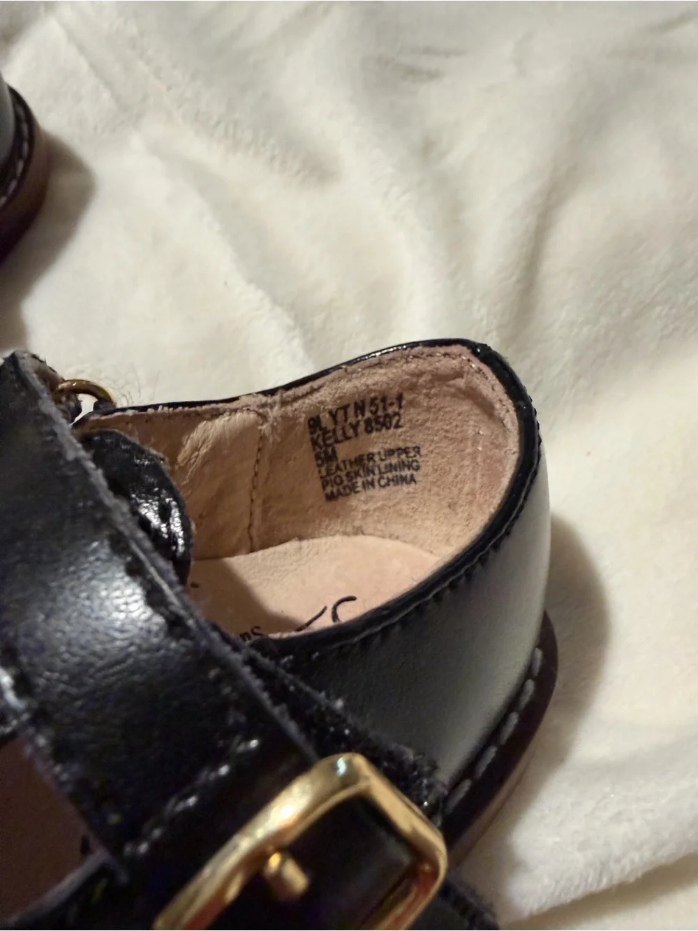 Footmates Kids Black Leather Double-Strap Dress Shoes Size 5M